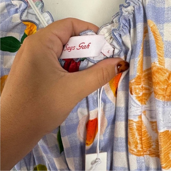 Lisa says gah picnic alfresco piglet in bed Annie gingham dress plaid NWT - Picture 3 of 4